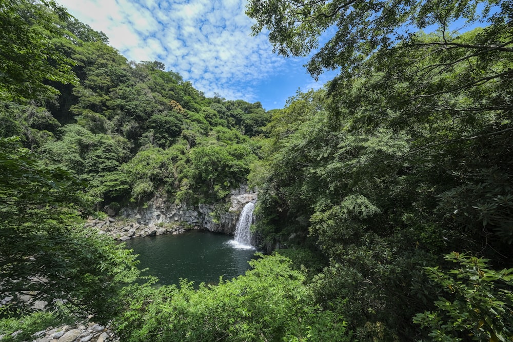 aerial photography of waterfalls