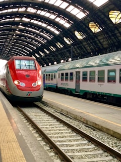red and gray bullet train