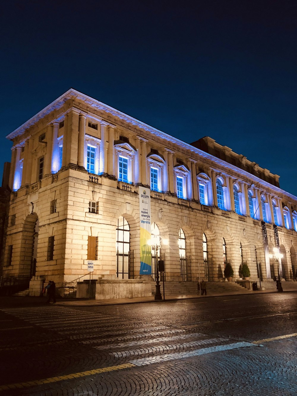 gray concrete building at night