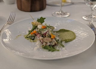 vegetable salad on white plate