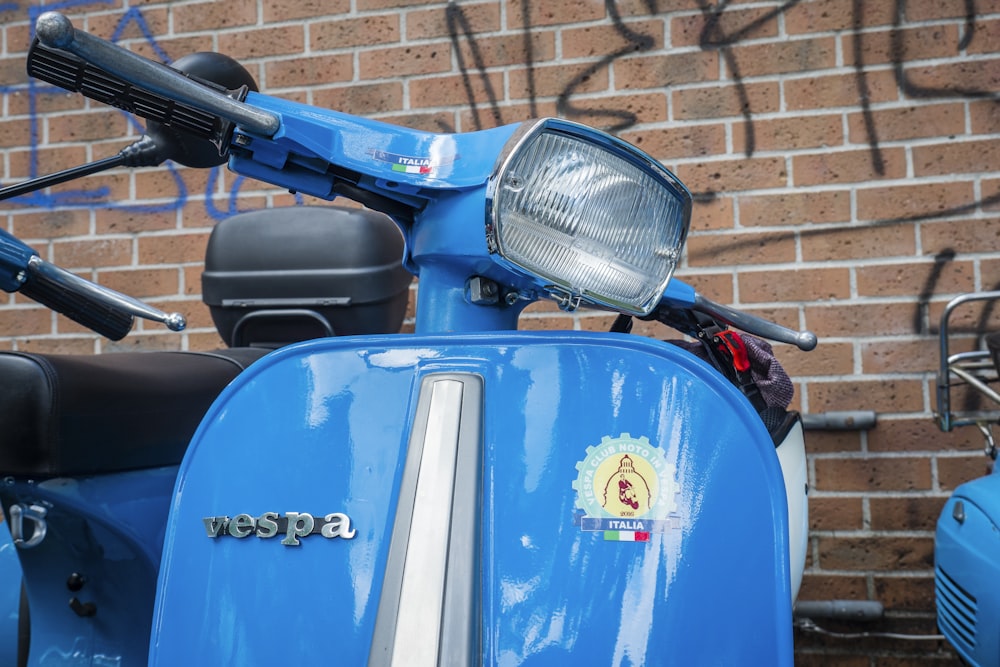blue motor scooter