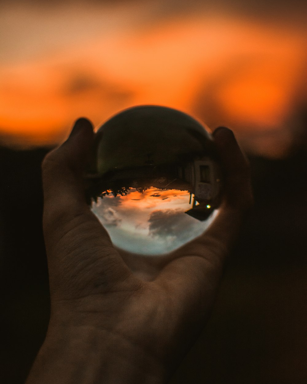 person holding water globe