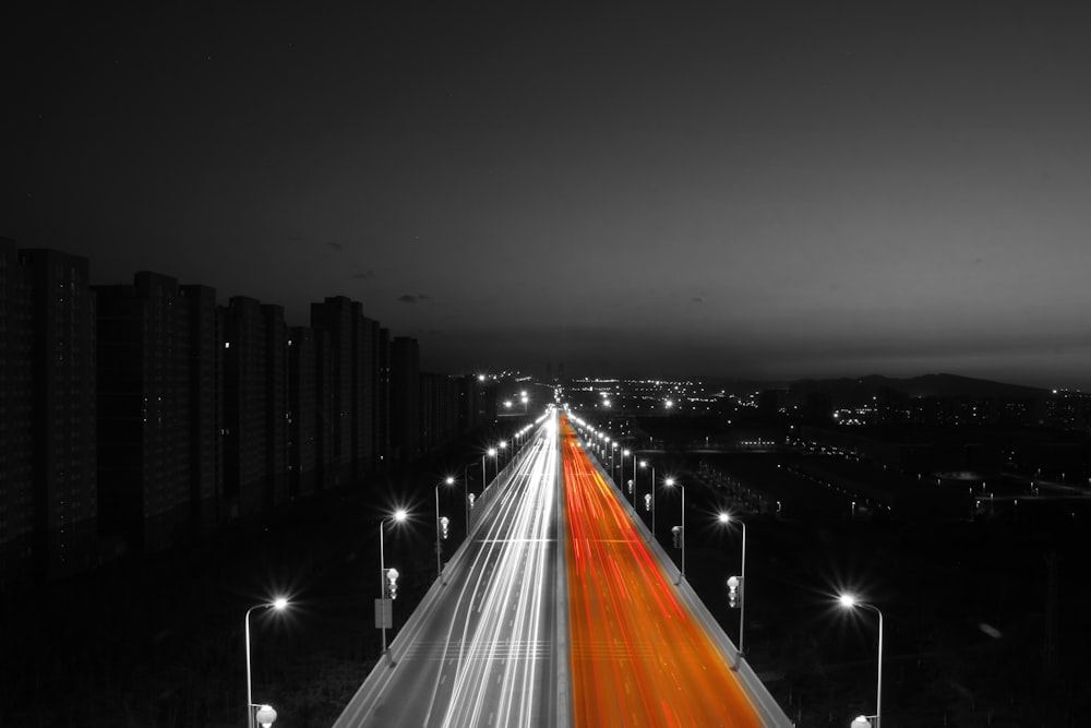 time lapse photo of highway