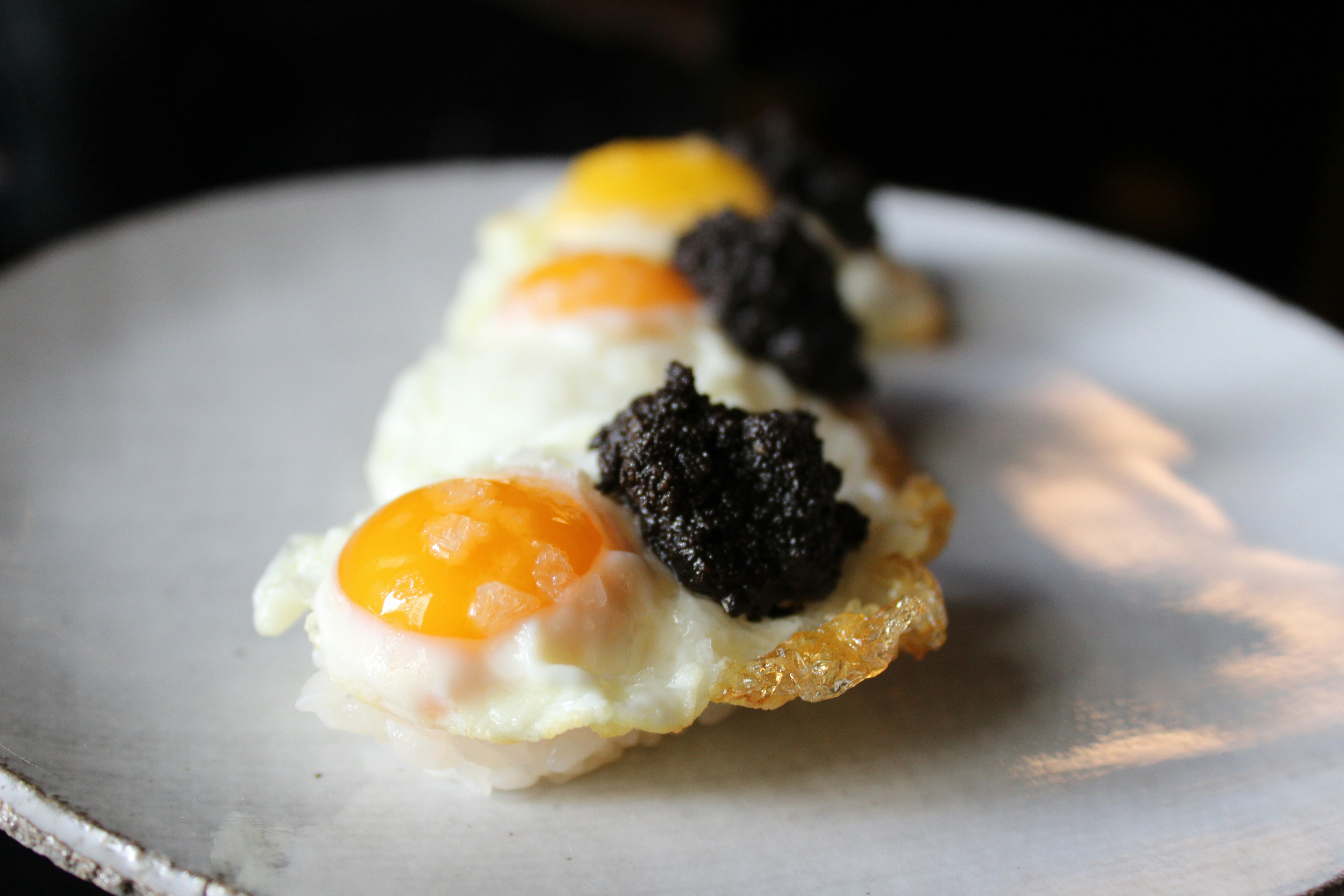 Fried egg on a white plate