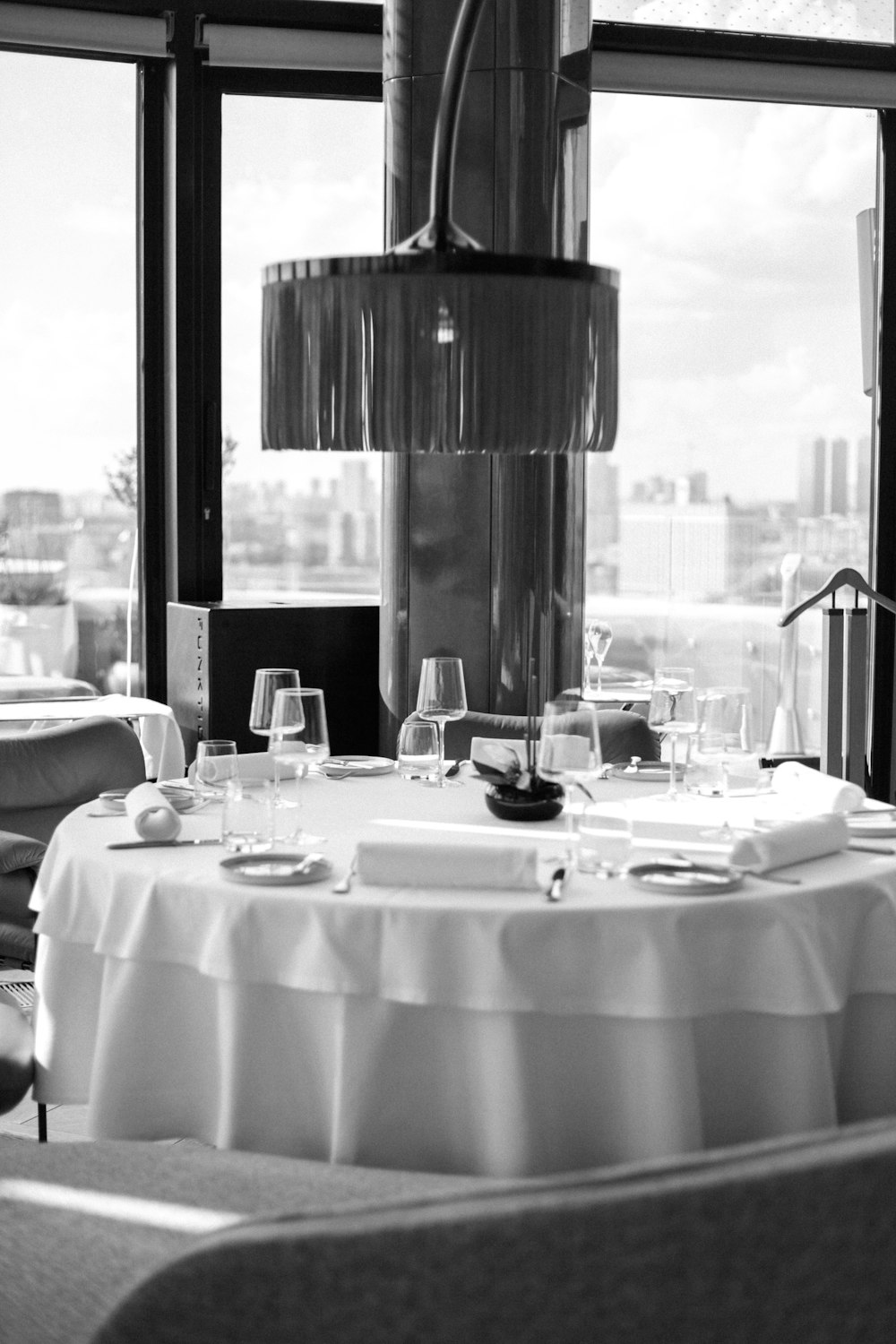 table and chairs near window