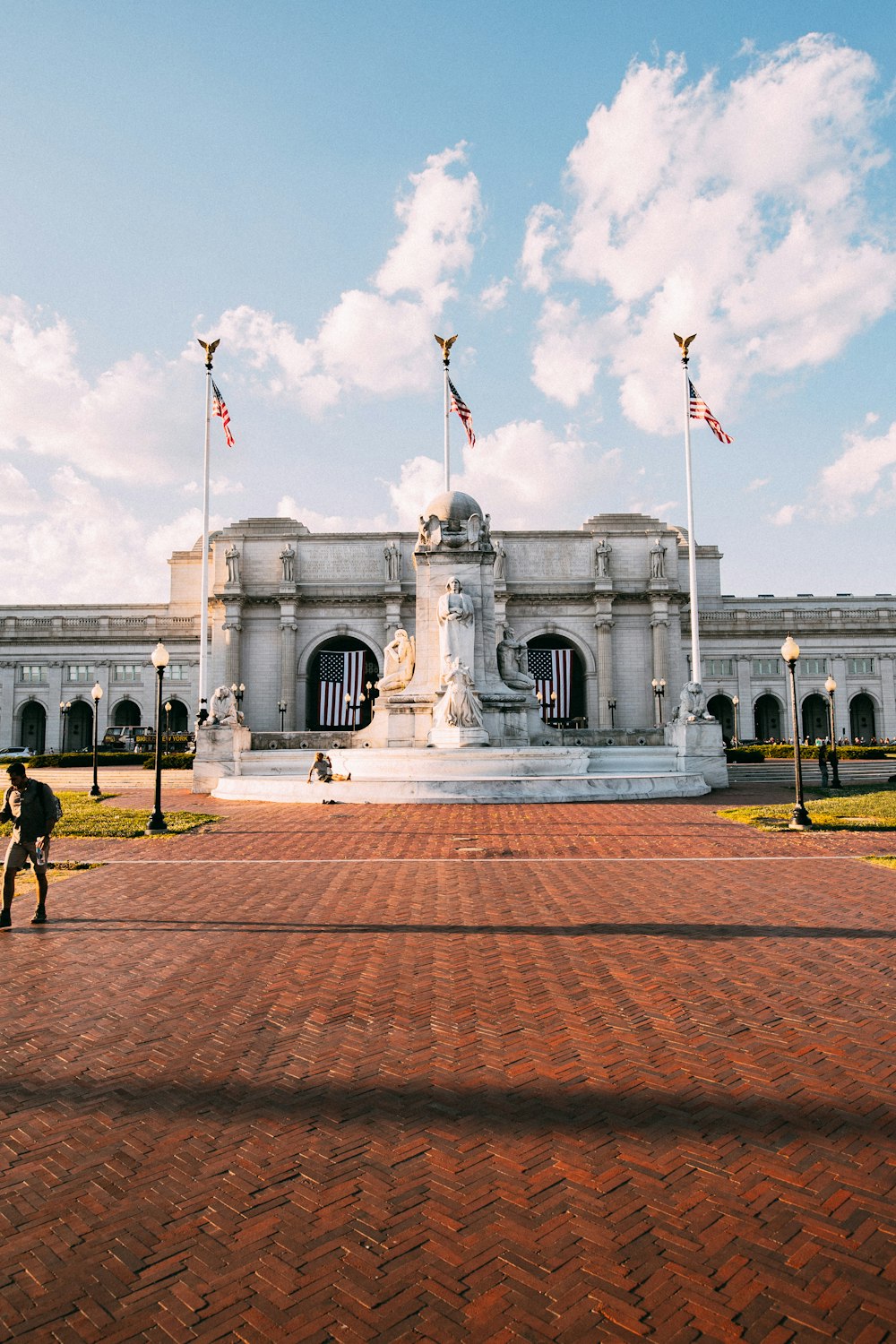 road towards building and statue