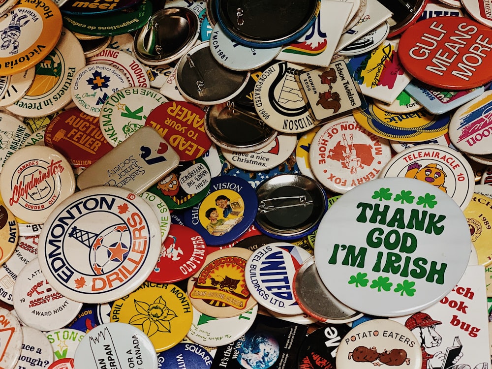 assorted-color button pin lot