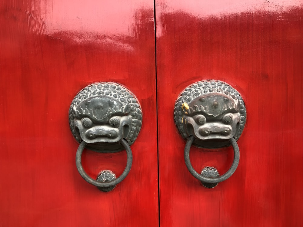 gray metal door knobs