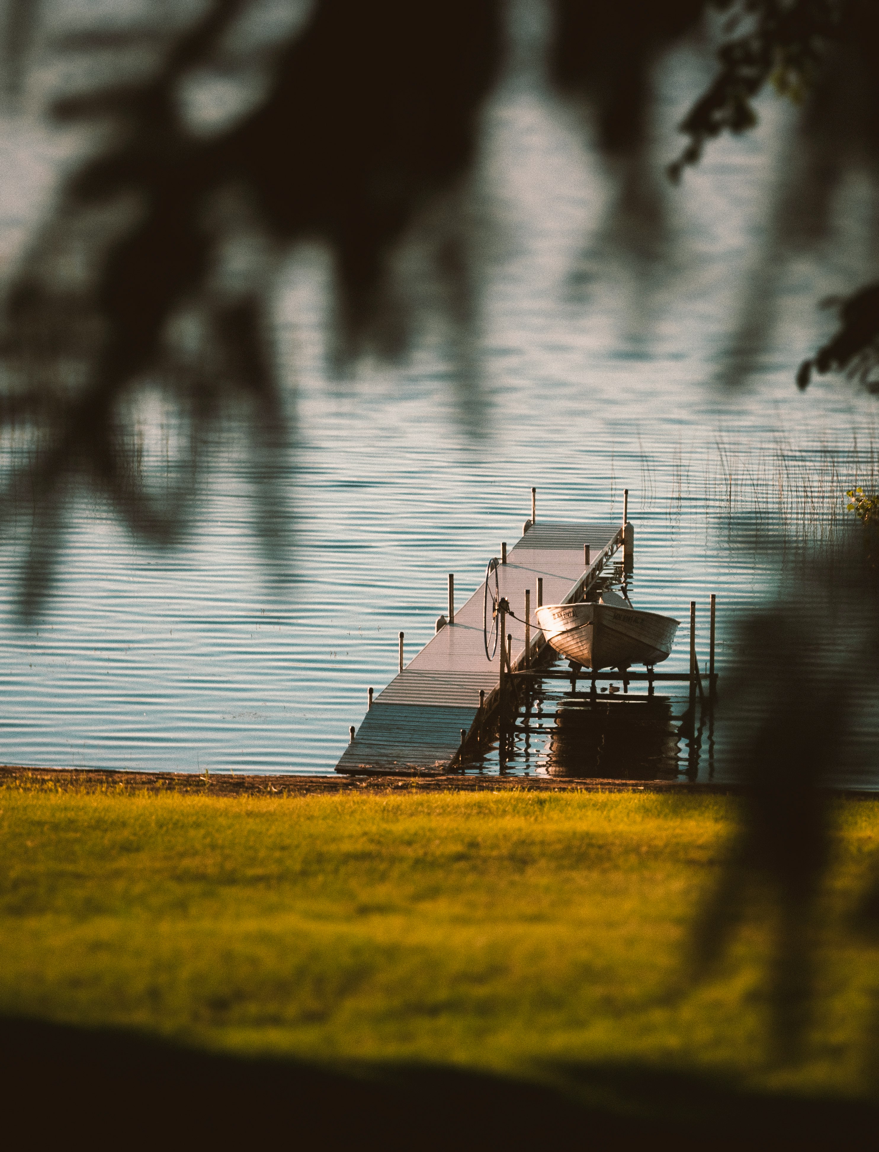 powerboat beside dock