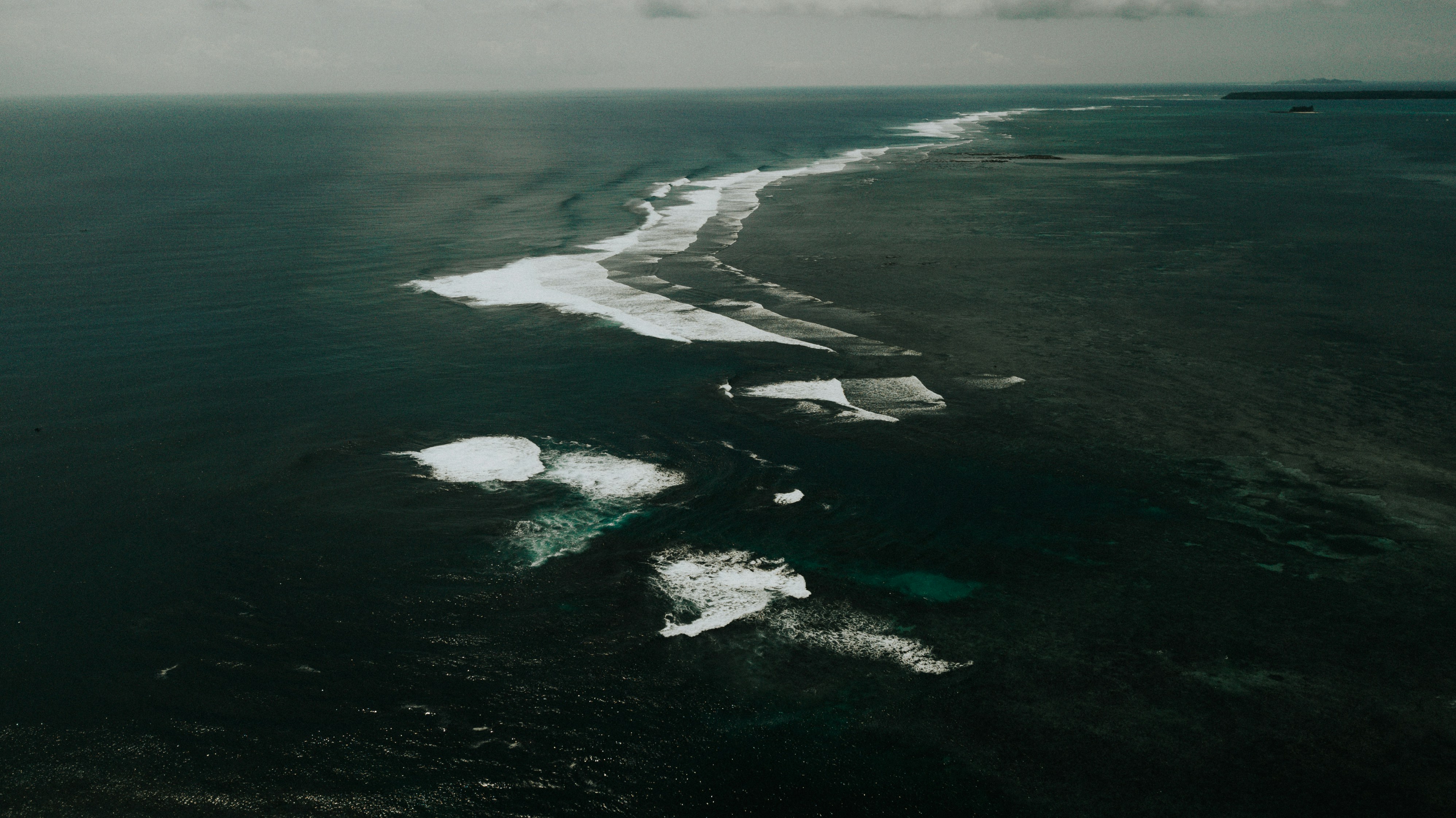 an aerial view of a body of water
