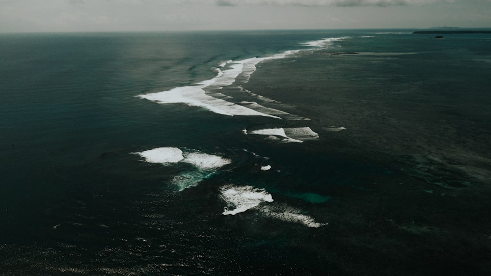 an aerial view of a body of water