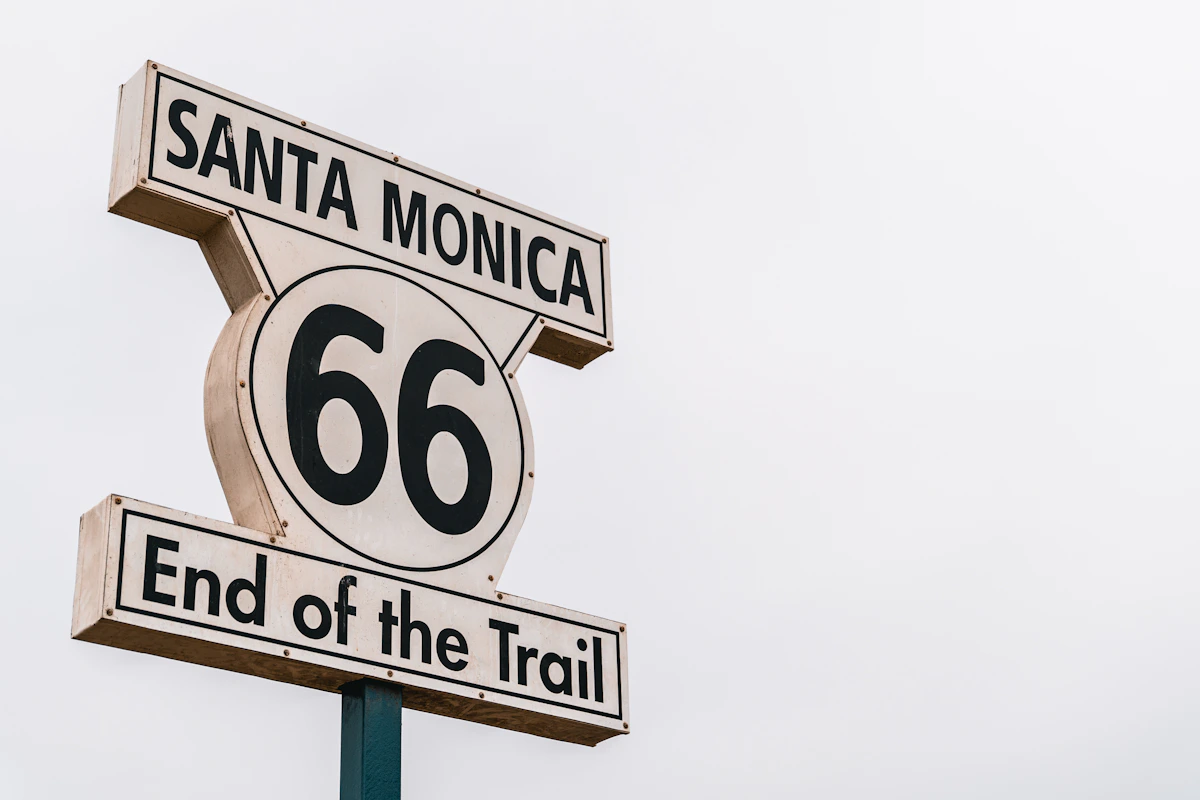 Santa Monica Route 66 End of the Trail sign