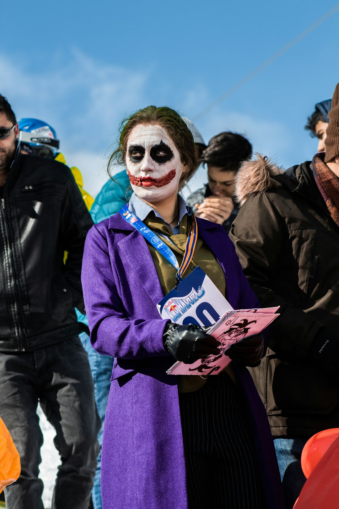 woman in a Joker costume