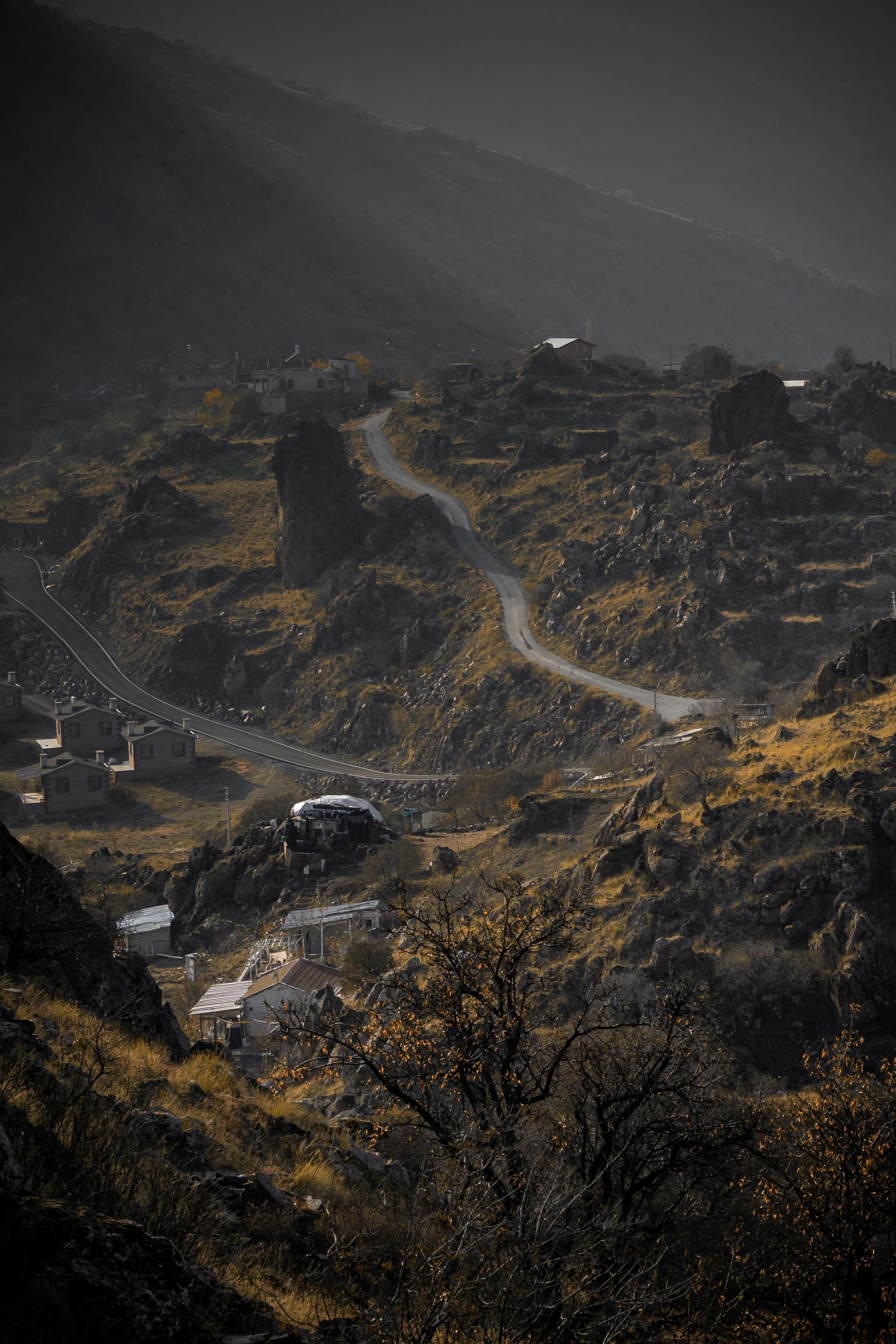 landscape photography of brown mountain