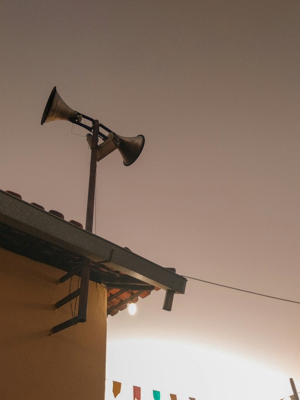 two brown megaphones