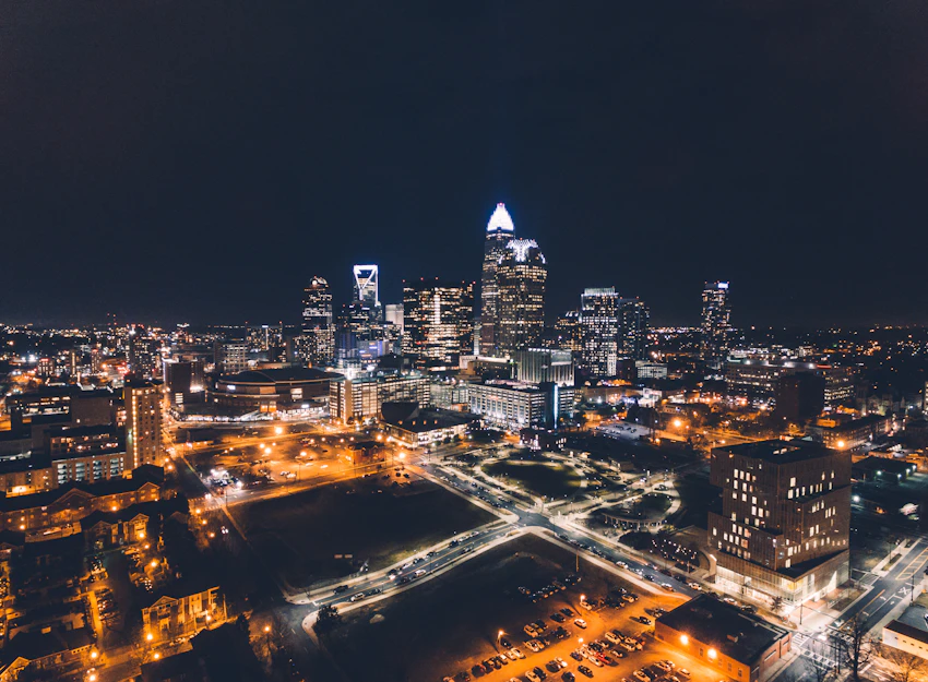 Illuminated skyline in Charlotte, North Carolina