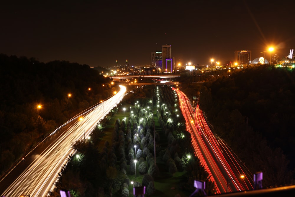 cars in highways at night