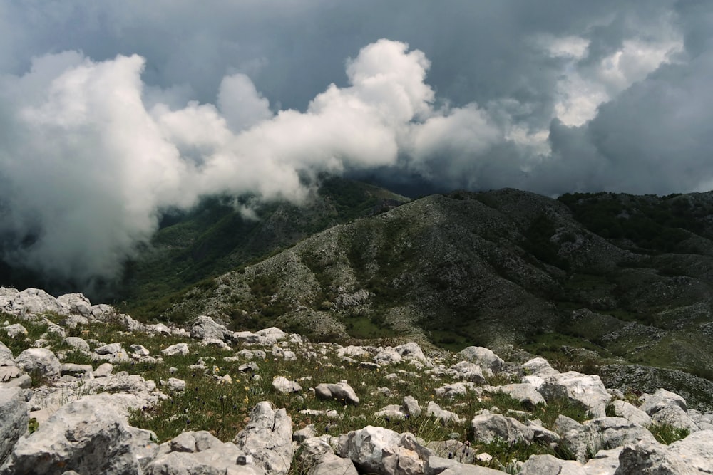 white rocks on mountain