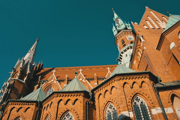 Orange and gray church — Krakow, Poland