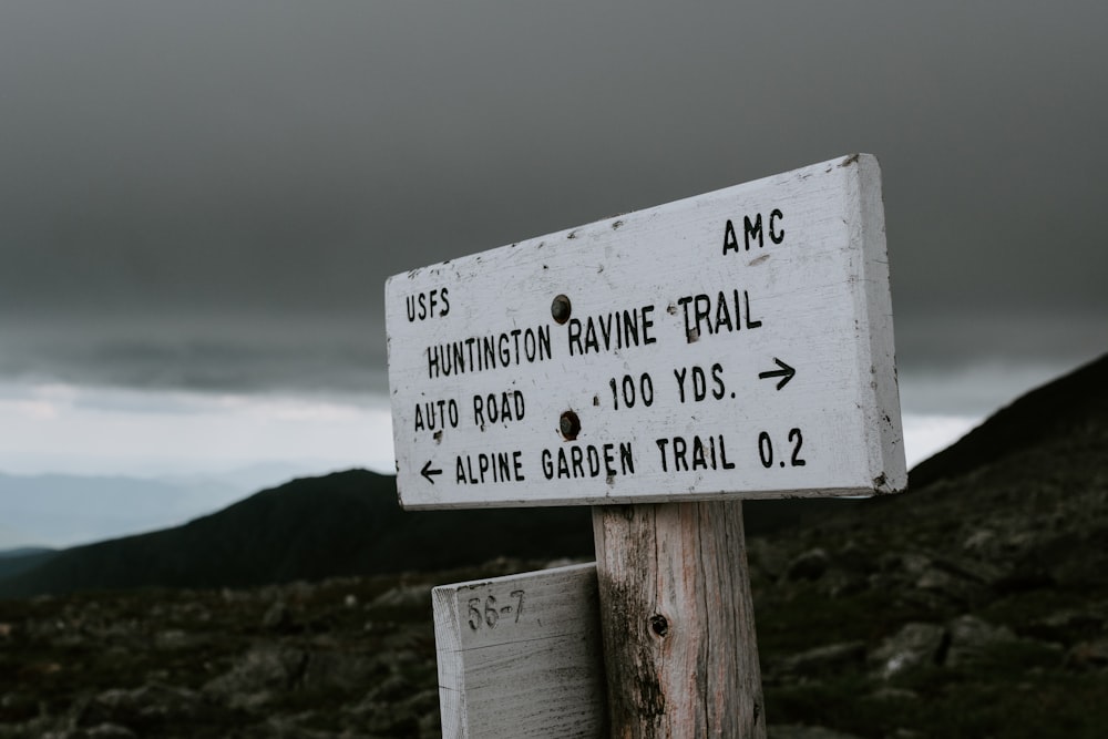 Huntington Ravine Trail signage