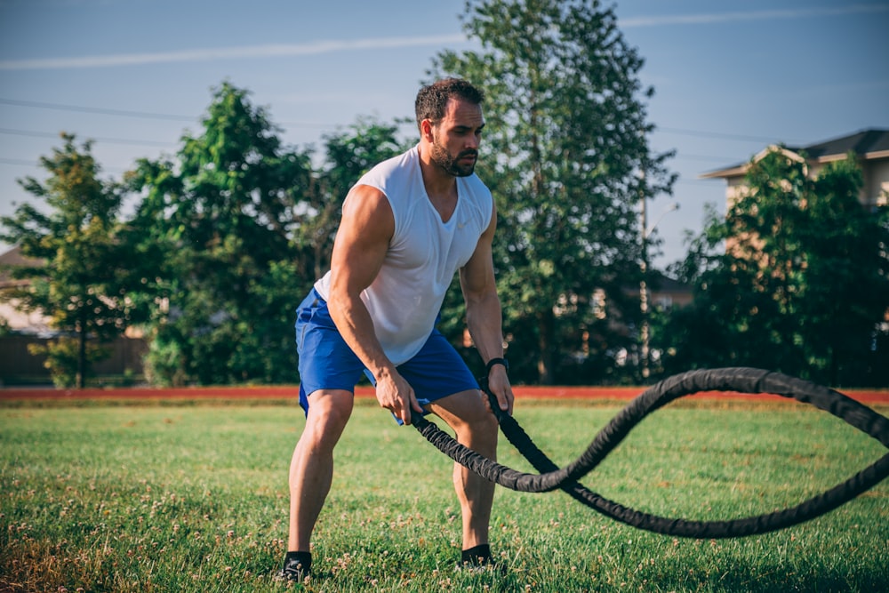 man standing on grass