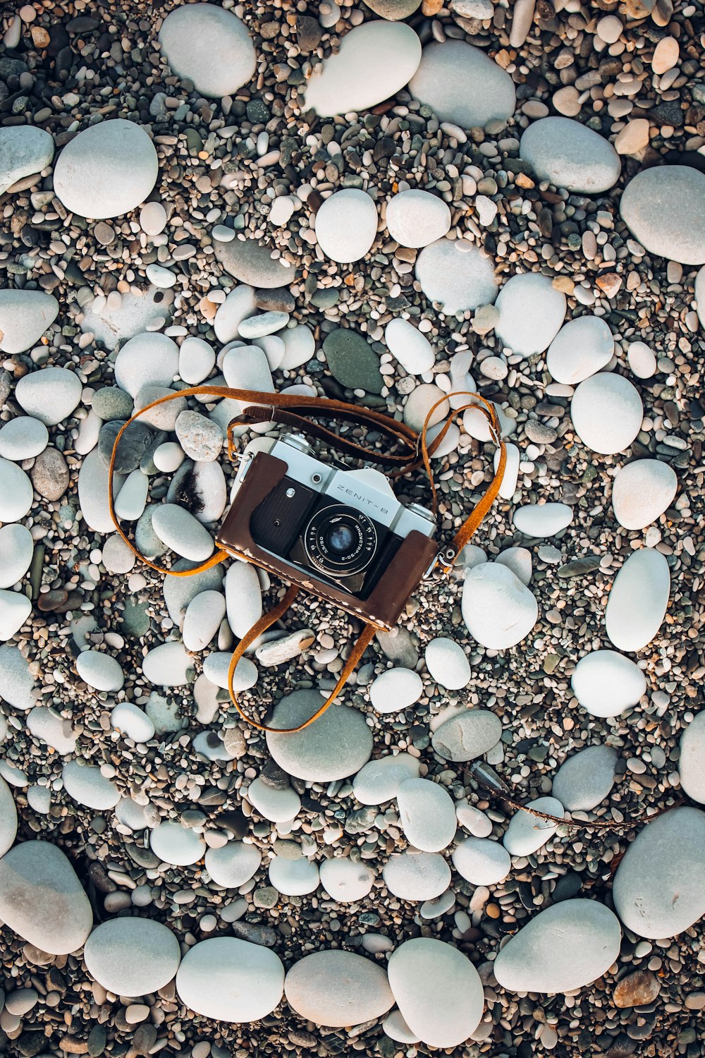 brown and silver SLR camera
