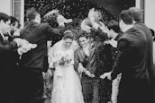 wedded couple outside church