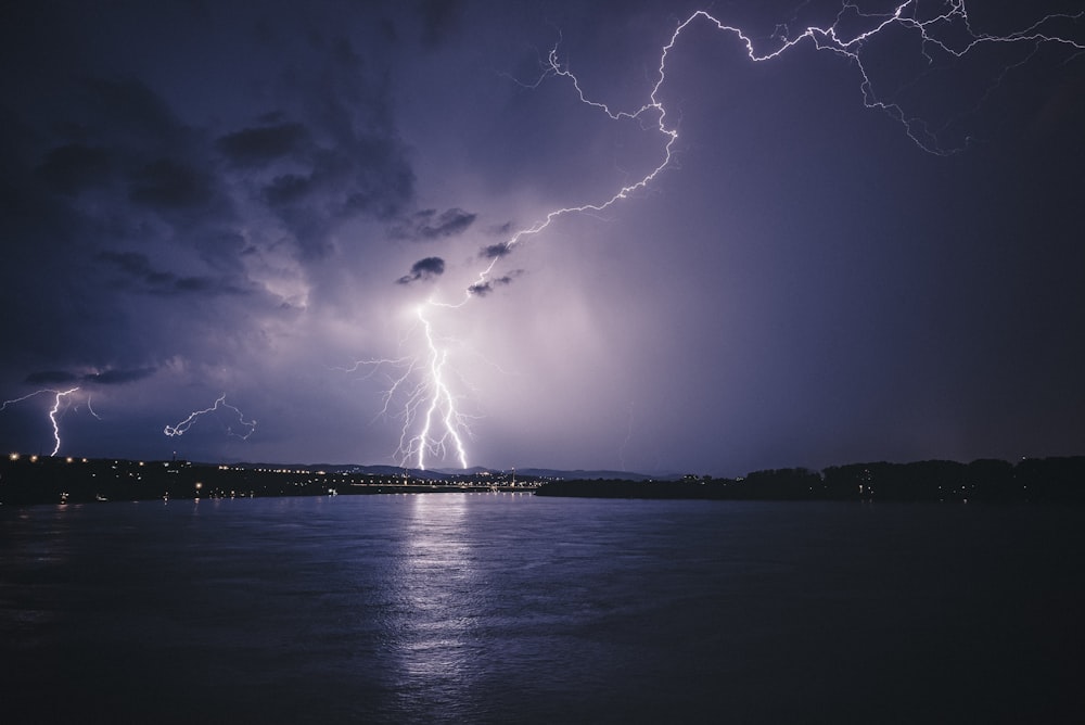 lightning during nighttime