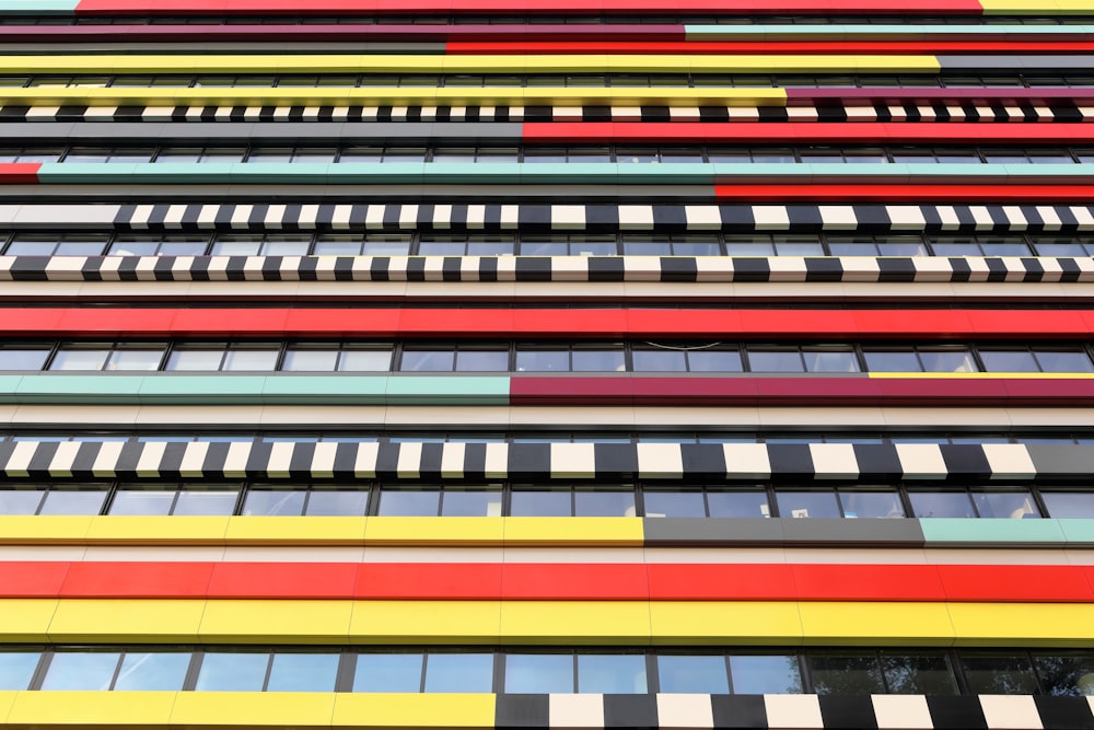 a multicolored building with a lot of windows