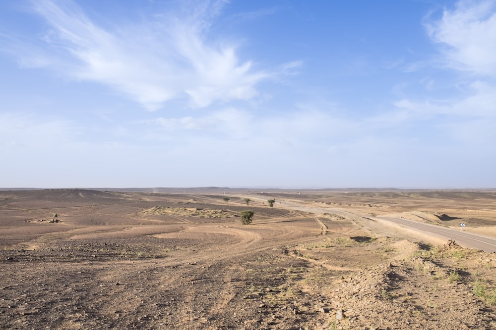 brown ground under blue and white skies