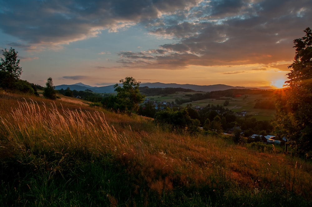 mountain view during sunset