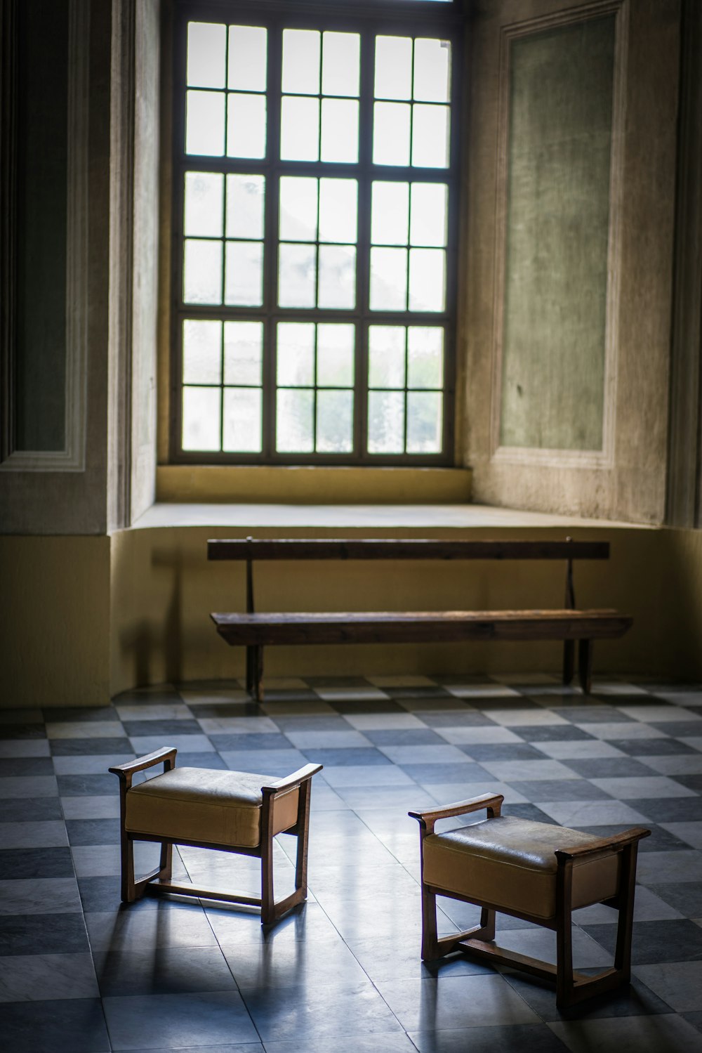 brown wooden bench