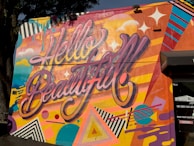A vibrant street mural that captures the playful spirit of hello.