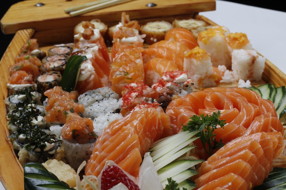 closeup photo of sushi