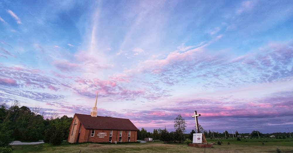 brown church near trees