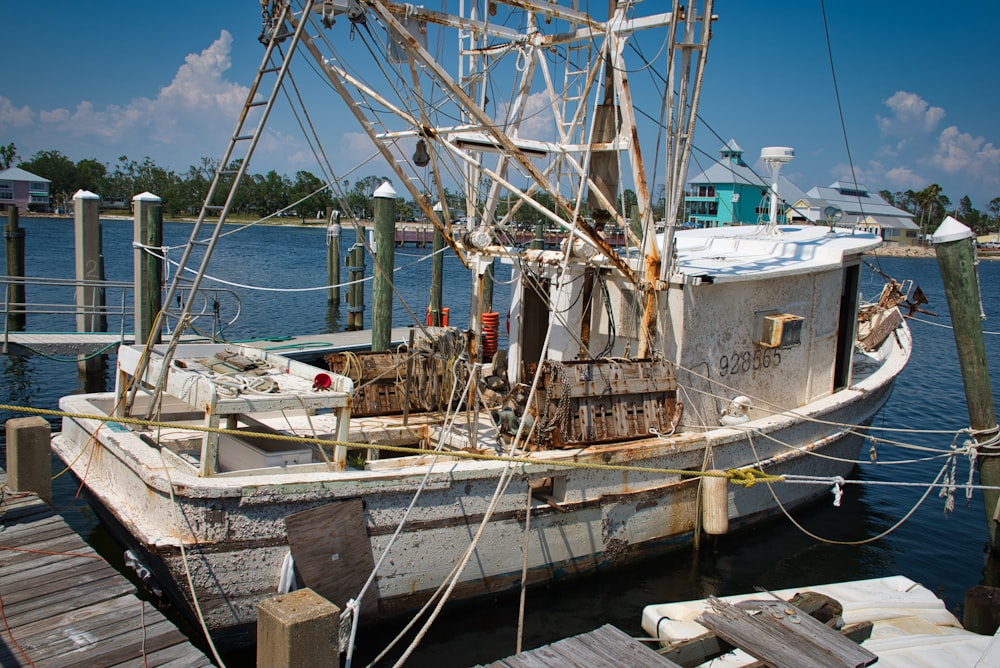 white fishing boat