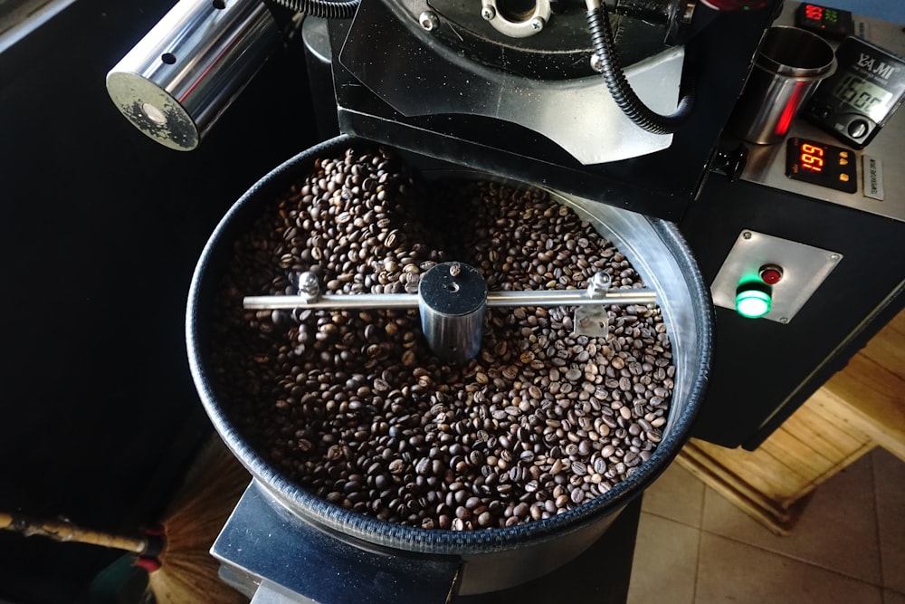 coffee beans in mixer