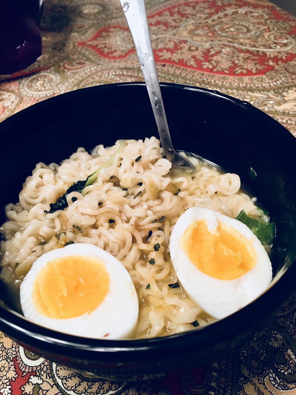 noodle with hard boiled eggs