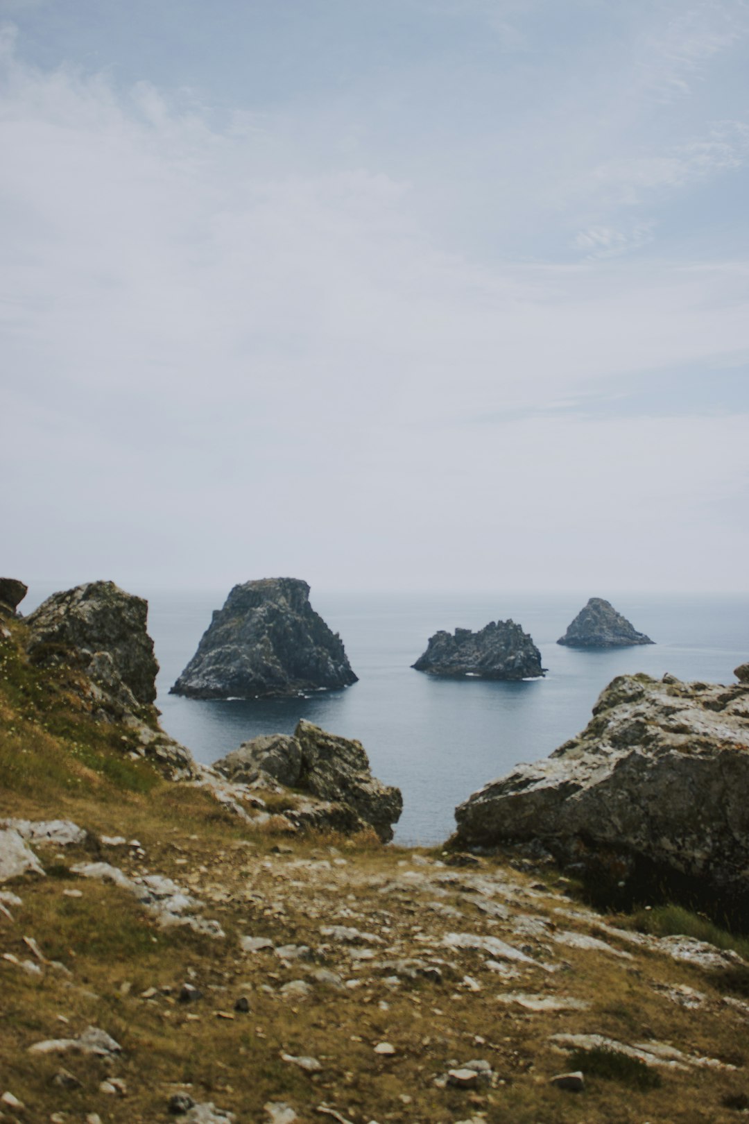 rock islet at distance