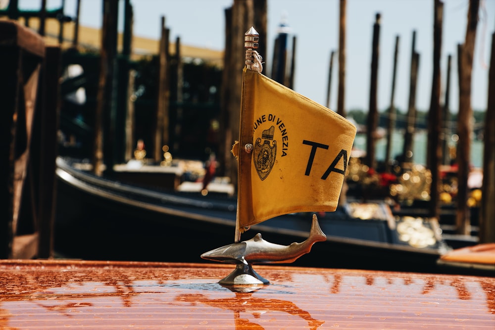 yellow flag with fish emblem