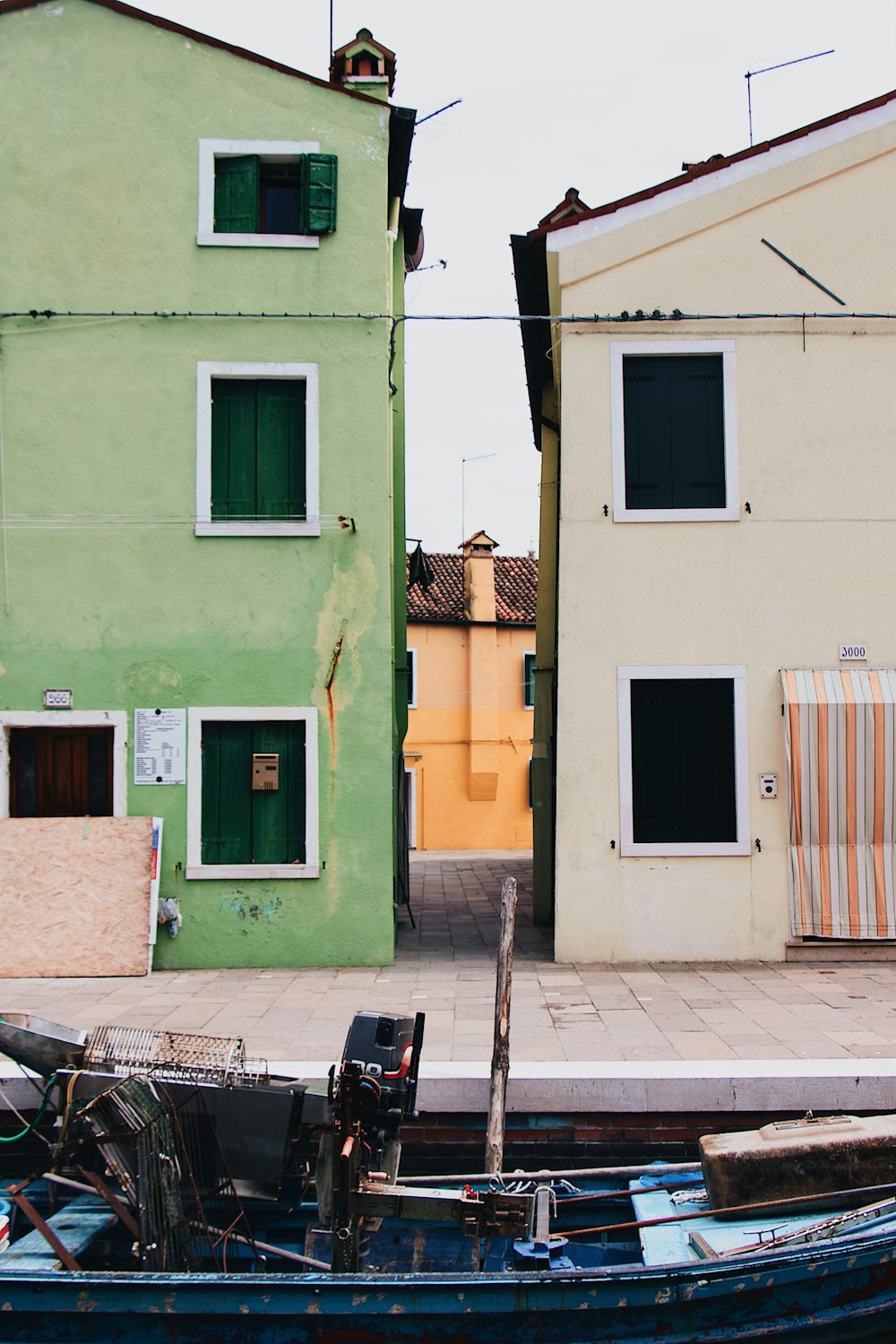 white and green concrete buildings