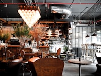 lighted chandelier inside cafe