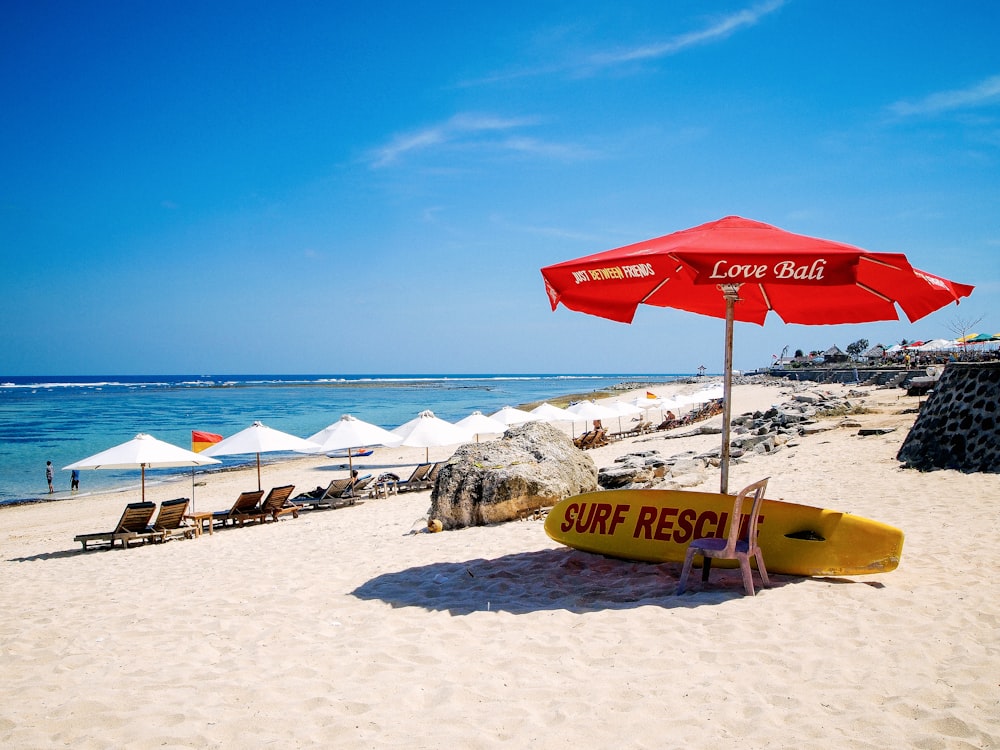 red patio umbrella