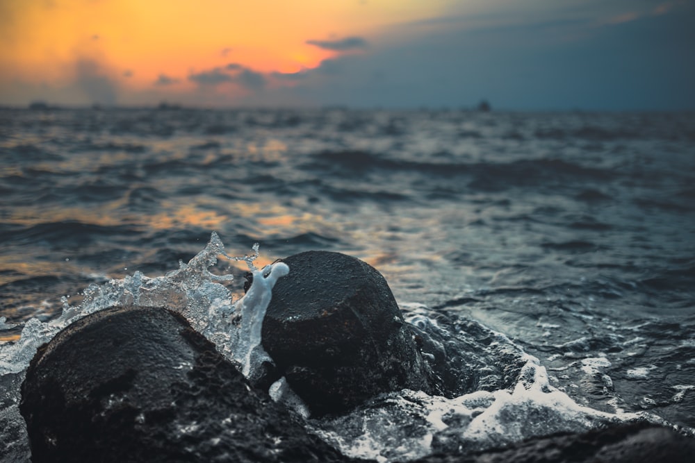 water crashing into the rocks