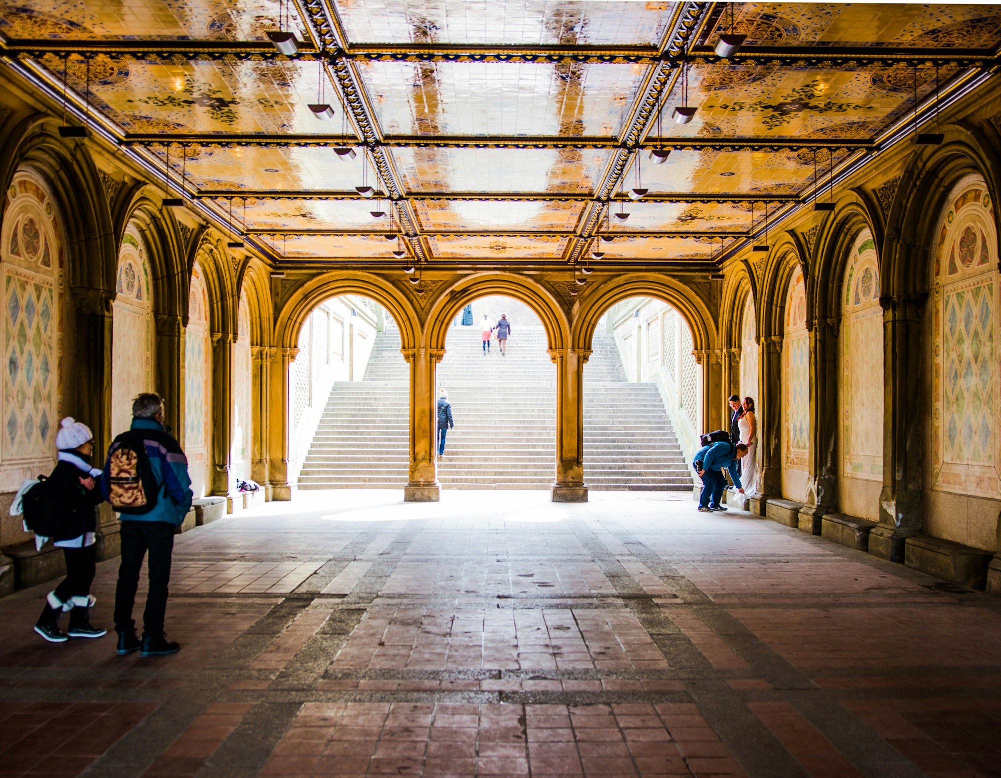 Bethesda Terrace is offering breathtaking views over the Central Park and the woods.