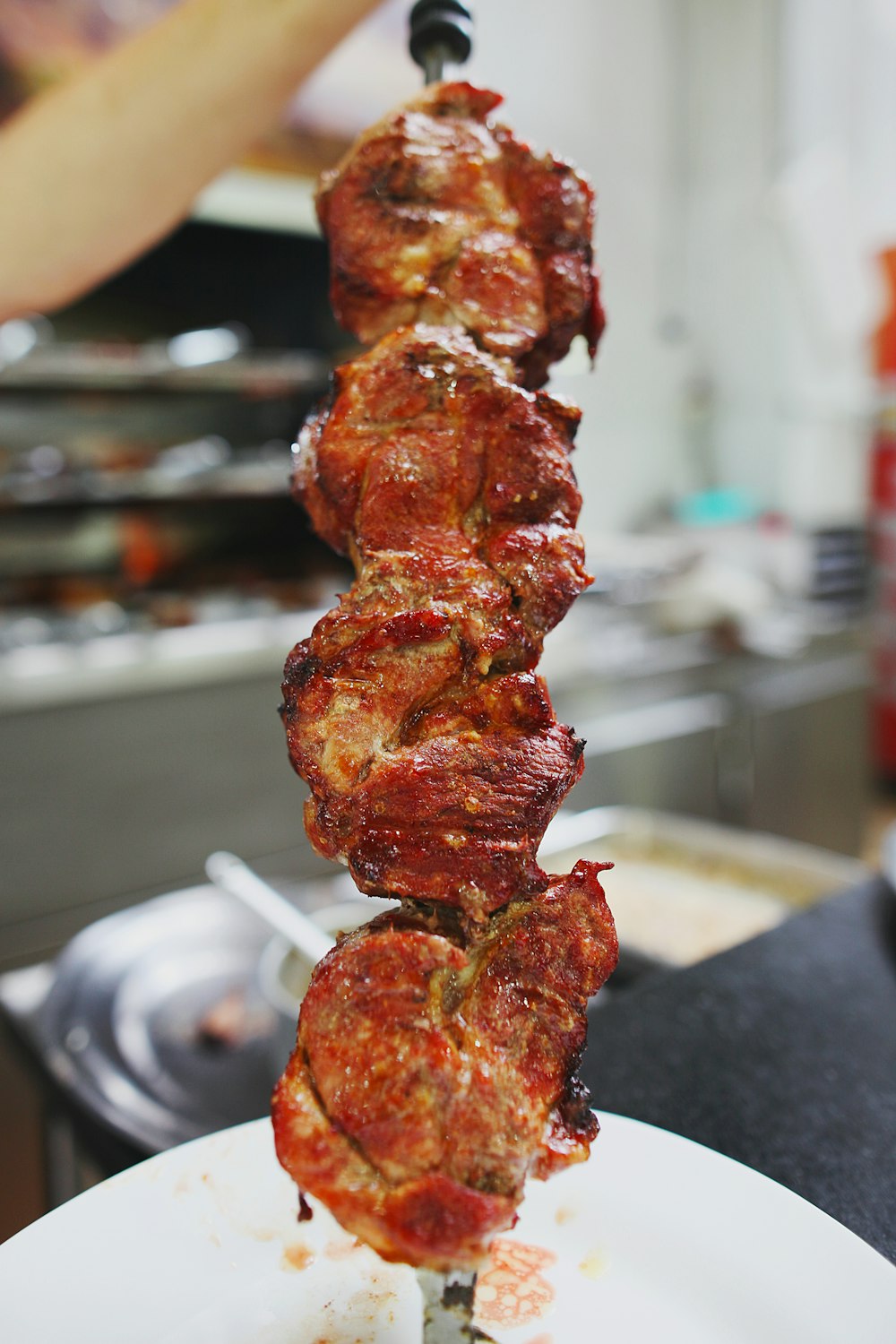grilled meat on stick