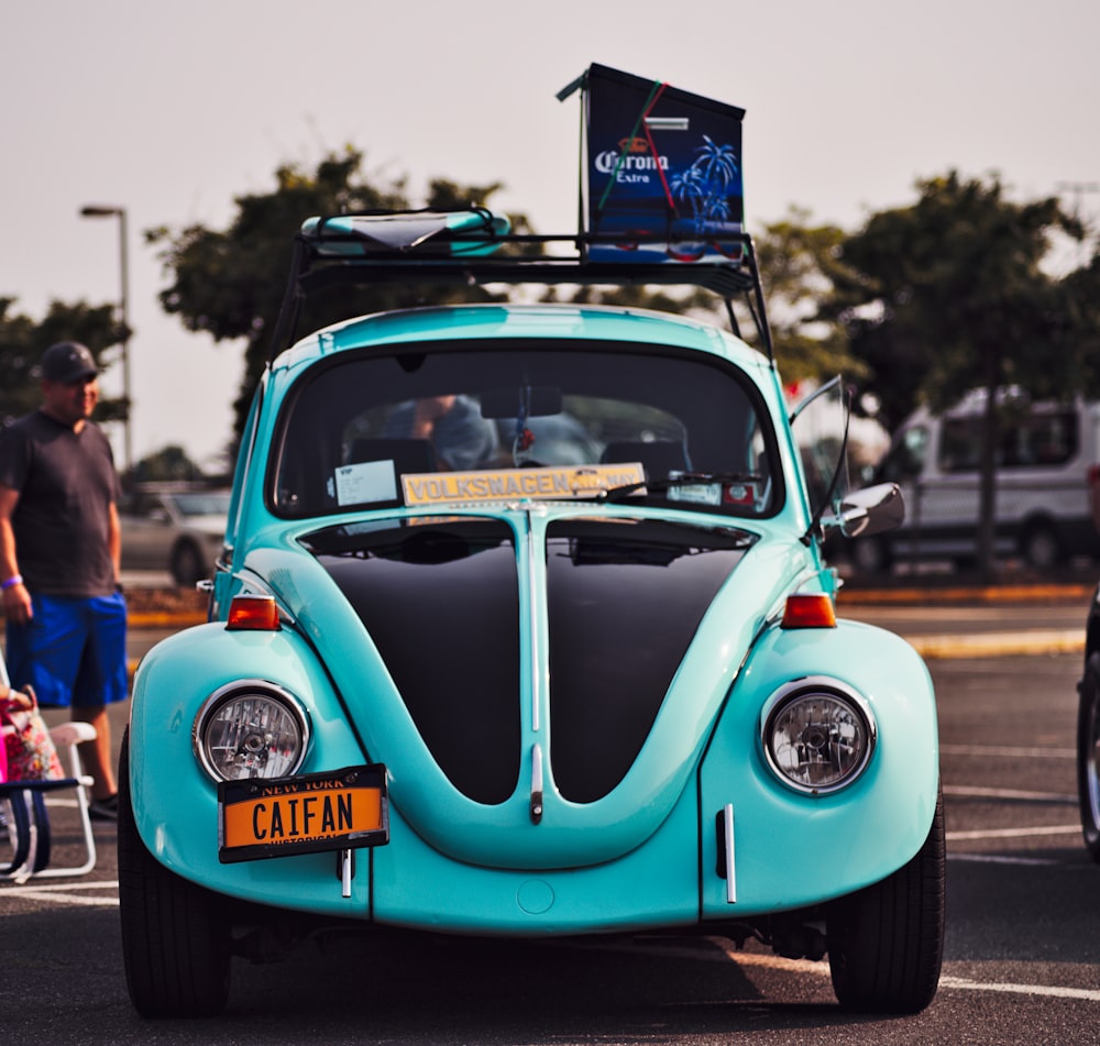 teal Volkswagen Beetle