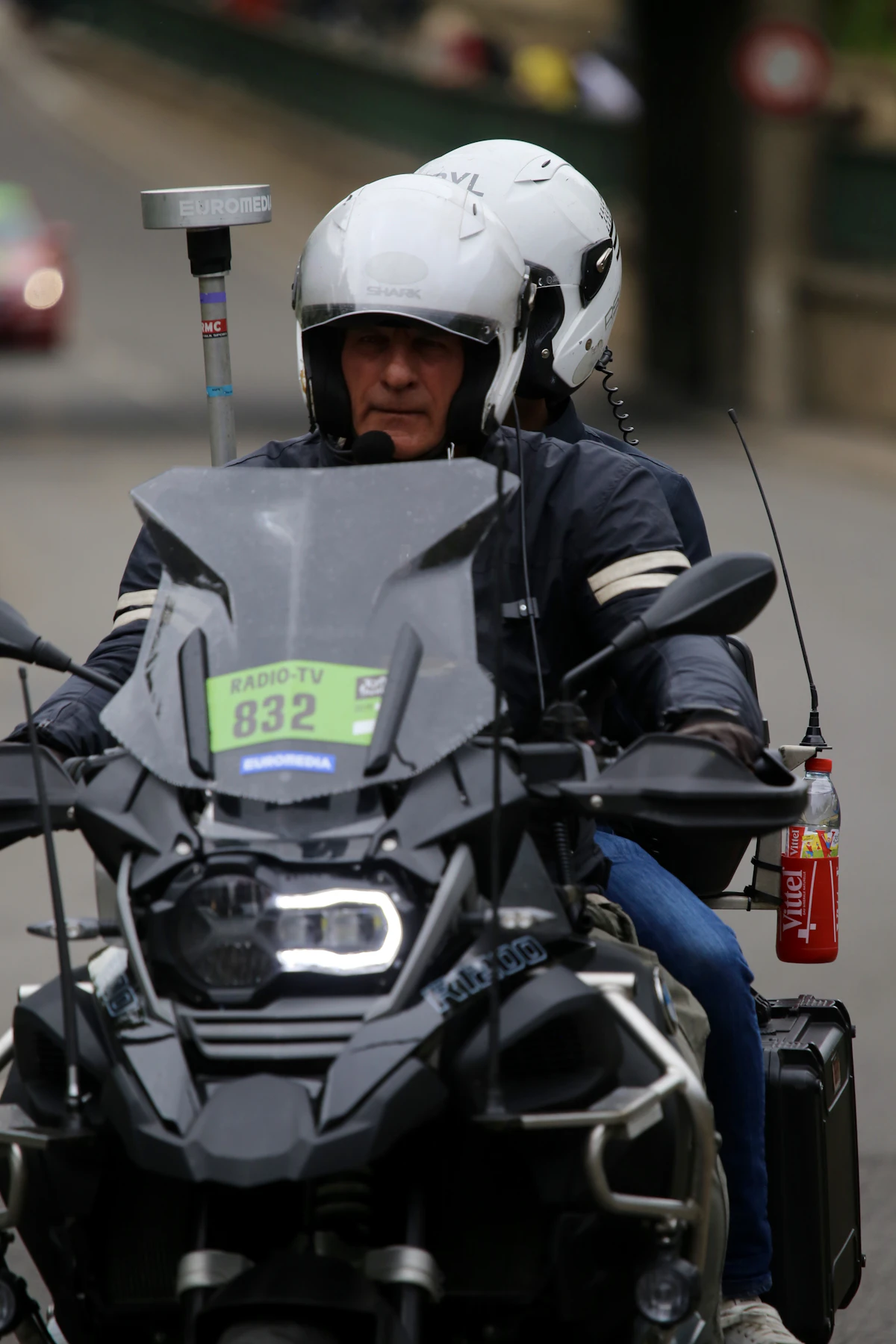 Two riders on a BMW R 1200 GS touring motorcycle
