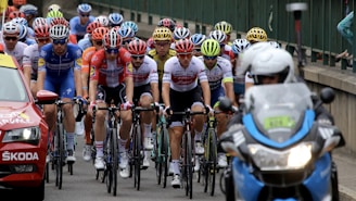 A group of cyclists participating in a race.