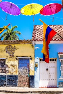 red, blue, and yellow waving flag